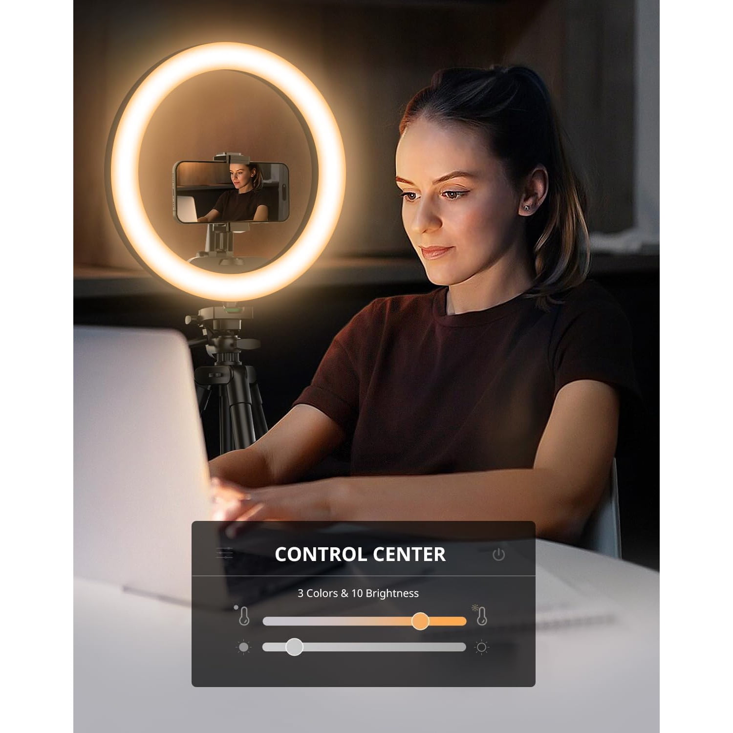 12 inch Ring Light with Stand, Selfie Ring Light with 50" Extendable Tripod Stand & Phone Holder for Live Stream/Makeup/YouTube Video