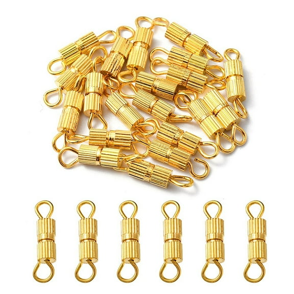 1 bag 20 sets Brass Screw Clasps for Bracelet Making Golden 14x3mm Hole: 1.8mm