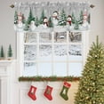 thumbnail image 3 of Kitchen Valances for Window, Cartoon Snowman Green Christmas Tree Light Filtering Rod Pocket Valance Curtain, Snowflakes on Grey &nbsp;Short Curtains Window Topper for Bedroom Living Room 54x18in, 3 of 8
