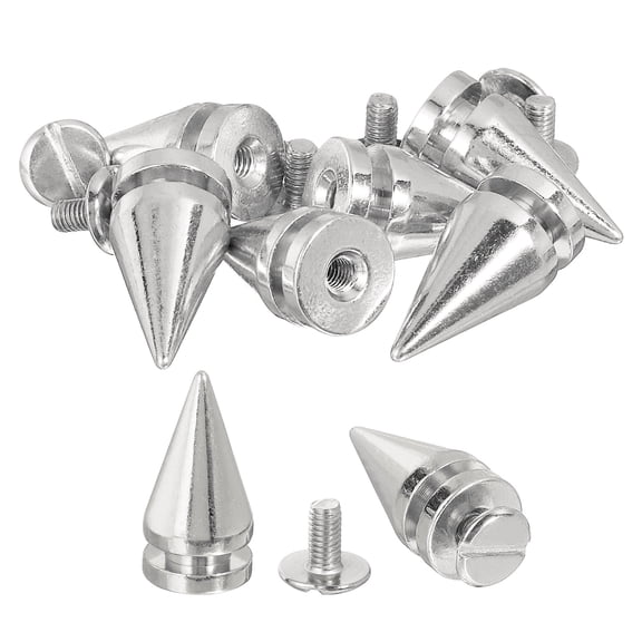 8Pack Cone Spike Stud Rivet, 10x20mm Screw Back Tree Studs and Spikes for Leather Craft(Silver)