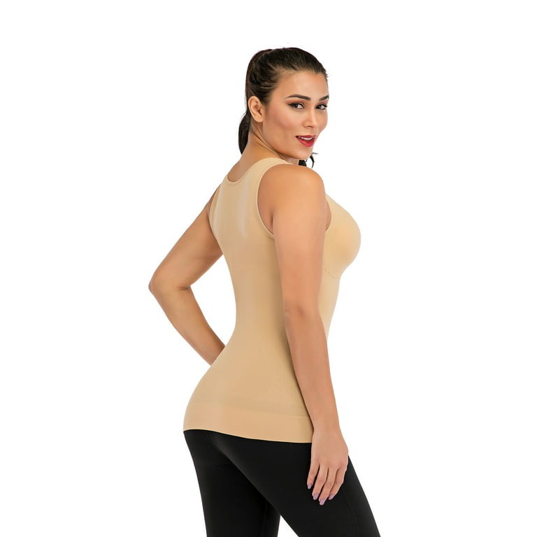 FITVALEN Women's Camisole with Built in Bra Shapewear Tank Top Cami  Slimming Compression Undershirt 