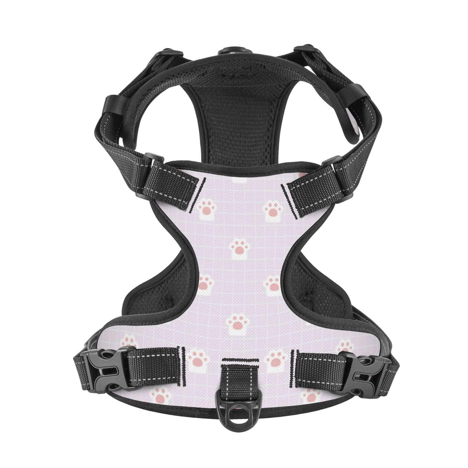 Picia Kawaii Cat Paw No-Pull Dog Harness Reflective Front Clip Vest with Handle,Step-in Air Dog Harness,Adjustable 2 Metal Rings 4 Buckles,Easy to Put on & Take Off Small