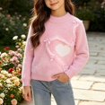 thumbnail image 3 of Afuyipoi Girls Heart Print Long Sleeve Pullover Sweater for Kids Size 3-13Y Winter Warm Casual Wear Pink Size 5T, 3 of 7