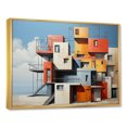 thumbnail image 2 of Designart "Vibrant Urban Cubism I" Abstract Landscape Floater Framed Canvas Wall Art, 2 of 5