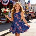 thumbnail image 2 of WERYOUNG Girls Independence Day Sleeveless Dresses For Girls Round Neck Red White Blue Patriotic Party Dress 250th Anniversary USA Festival Dress Soft Sundress 5-6 Years, 2 of 4