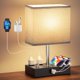thumbnail image 1 of Lámpara de mesa regulable Kakanuo para mesita de noche con puertos USB-C, gris, 1 of 7