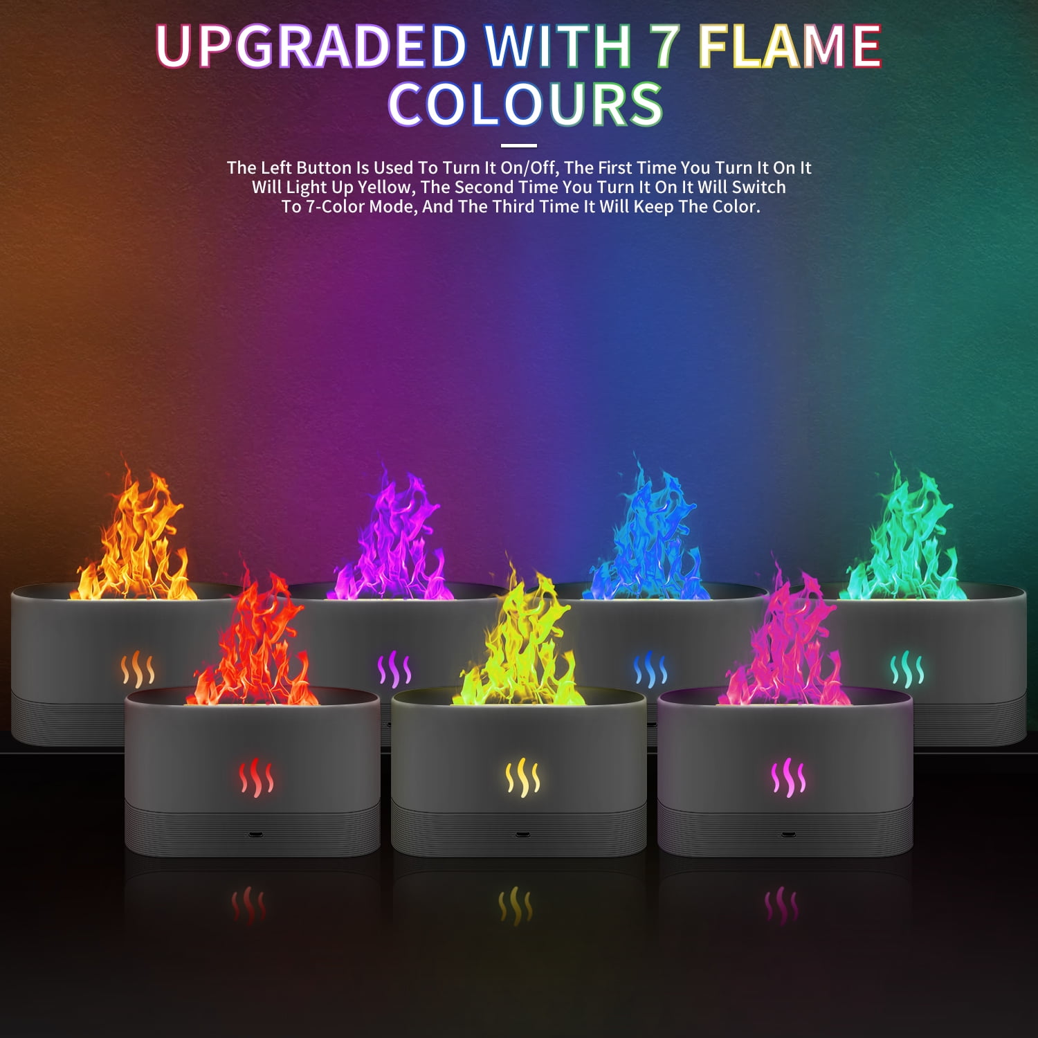 RAPOBRIX Colorful Flame Aroma Diffuser Humidifier - Ultrasonic 7 Colors with Remote for Bedroom/Home/Office/Yoga (Black)