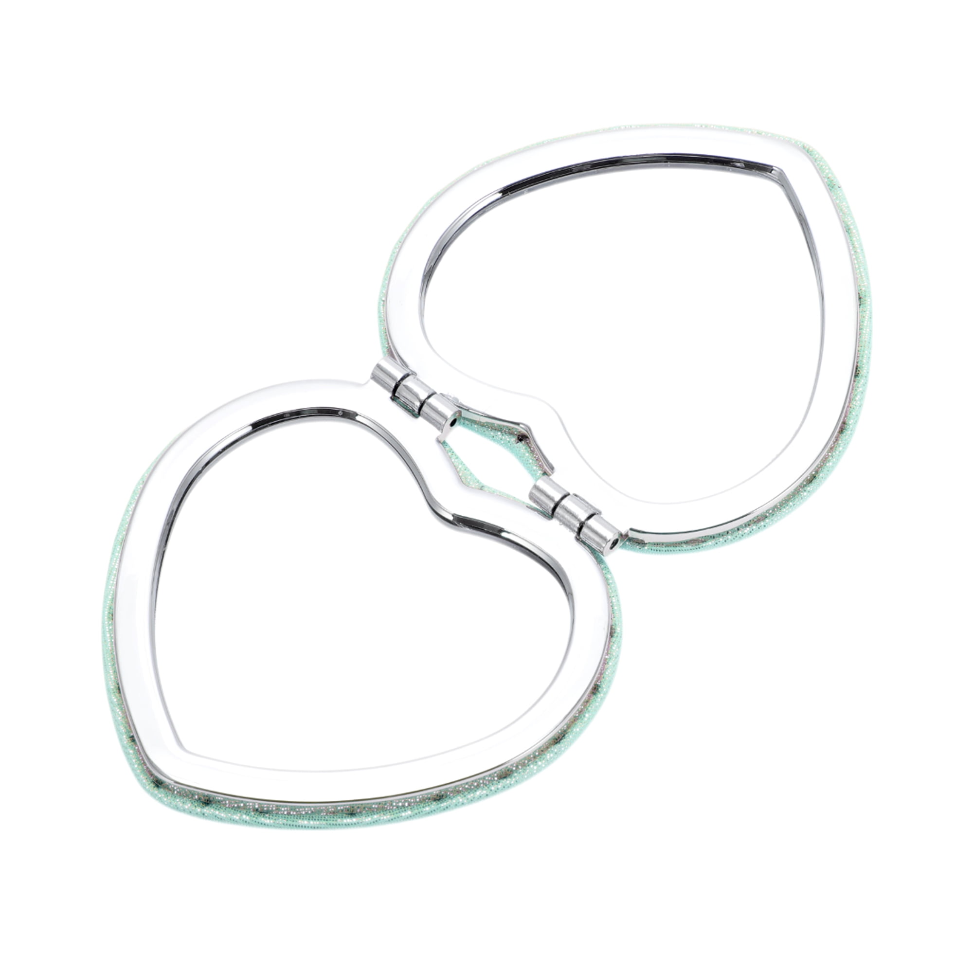 Unique Bargains 1pc Heart-shaped Makeup Mirror for Personal Grooming and Travel Green