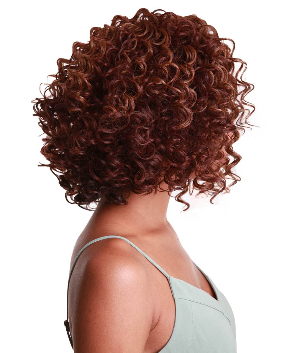 LUXLUXE Idia 13" Bob Half Wig | Curly Synthetic Hair Wig 4x4 Closure HD Lace Front Bob Wig Heat-Resistant Hair - Copper Auburn