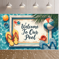 thumbnail image 7 of Tropical Design Pool Party Banner Summer Decoration Striped Background Welcome Sign for Poolside Beach Party Outdoor Event, 7 of 7
