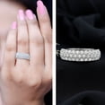 thumbnail image 3 of Rosec Jewels Natural Diamond Wedding Band for Women - Wide Band Ring - HI-SI Quality - With Jewelry Box, 14K White Gold, US 7.00, 3 of 8
