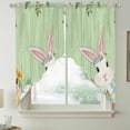 thumbnail image 2 of Easter Bunny Swag Valances for Windows, Kitchen Curtains 36 Inch Length 2 Panels Set, Farmhouse Colorful Eggs Tulip Wood Grain Green Short Curtains for Small Windows Rod Pocket Cafe Curtains 28"x36", 2 of 8