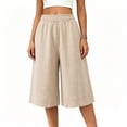 thumbnail image 5 of Noric Women's Plus Size Capri Pants Casual Wide Leg Casual Flowy Culottes Summer Lounge Beach Pants with Pockets, 5 of 7