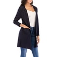 thumbnail image 5 of DODOING Lightweight Kimono Cardigan Long Sleeve Open Front Loose Asymmetrical Hem Sweater,Pocket for Women Black/Navy, 5 of 6