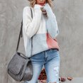 thumbnail image 5 of Women Color Block Turtleneck High Collar Long Sleeve Loose Hem Knitted Women Turtleneck Sweater for Daily Work Party Grey L, 5 of 8