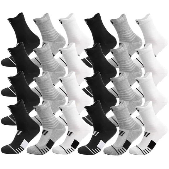 CHAOJISHE 12 pairs Basketball Socks Athletic Outdoor Sports Socks Mid-Calf Crew Mens women Moisture-wicking Socks Breathable and Sweat-Absorbing size 10-12