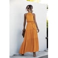 thumbnail image 5 of Mengpipi Summer Halter Dresses for Women High Waist Sleeveless Maxi Dress Sundress with Belt, Yellow-XL(US 12), 5 of 6