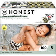 The Honest Company Super Club Box Diapers with TrueAbsorb Technology, Trains & Teal Tribal, Size 5, 100 Count