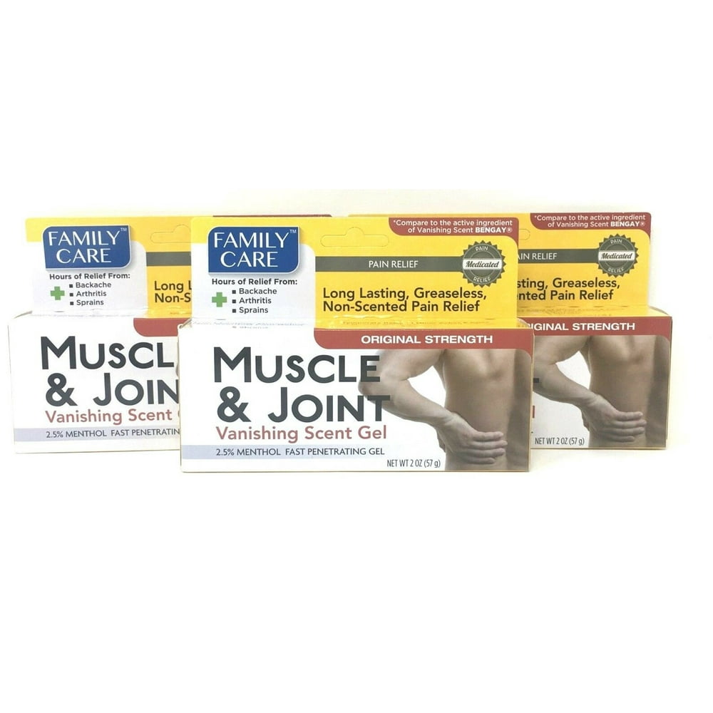 Muscle & Joint Vanishing Scent Gel, 2 oz Family Care (pack of 3) Exp