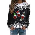 thumbnail image 1 of Gibobby Jersey de forro polar con cuello redondo,holgado a la moda, informal de casa con estampado navideño para mujer, atlético y Y2K (Azul, L), 1 of 4