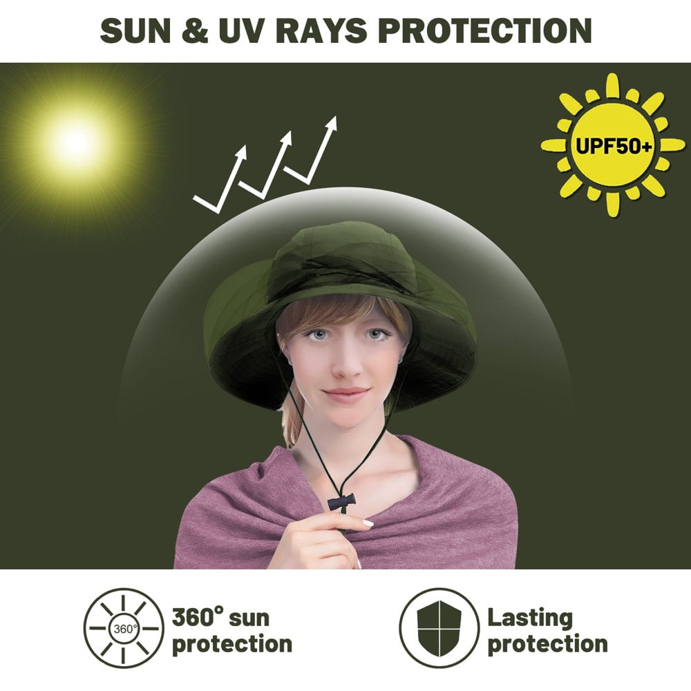 Mosquito Head Net Hat with Hidden Mesh Anti Bug Sun Hat Bucket Hat with UPF 50 Protection Fishing Hat for Hiking Backpacking Camping Men Women Walmart