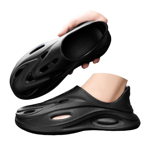 Rokment Men Women Lightweight EVA Wave Hollow out Clogs Slip on Slides Breathable Cushioned Platform Non Slip Mules Water Garden Shoes for Beach Pool Shower Walking Quick Drying