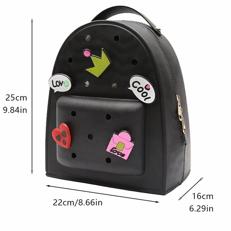 Tengma School Supplies Clearance Clog Silicone Jelly Backpack with Charms Cute Mini Backpack Daypack Bag Charms Silicon Hole Bag for Women and Girls