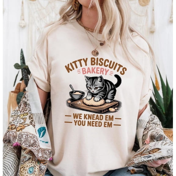 Kitty Biscuits Bakery Shirt, We Knead Em You Knead Em Shirt, Cat Owner T-shirt, Cute Cat Baking T-shirt, ous Bakery Cat All Size S-5Xl