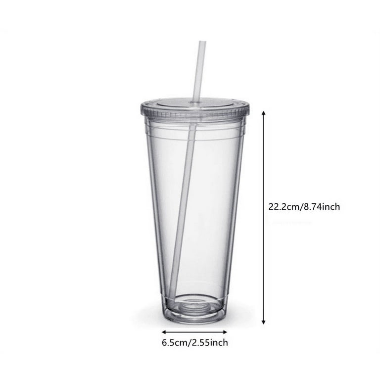 blank plain 24oz 700ml 710ml double wall plastic tumbler cup with straw