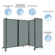 Versare Room Divider 360 Portable Wall Partition | 9 Panels Wide | 25 x 610 Cloud Gray Fabric Panels