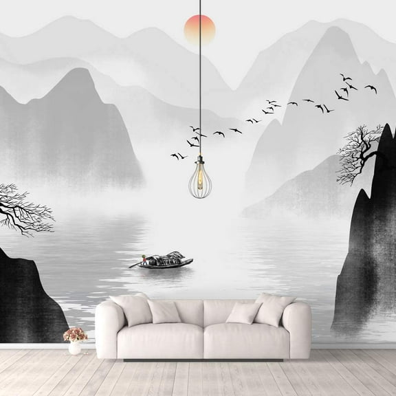 IDEA4WALL Wall Murals for Bedroom Traditional Chinese Landscape View Large Removable Wallpaper Peel and Stick Wall Stickers