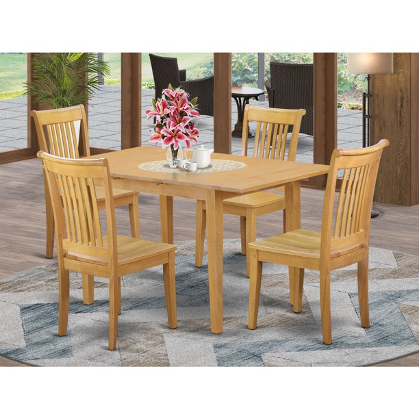 East West Furniture NOPO5OAKW 5Piece table set Table and 4