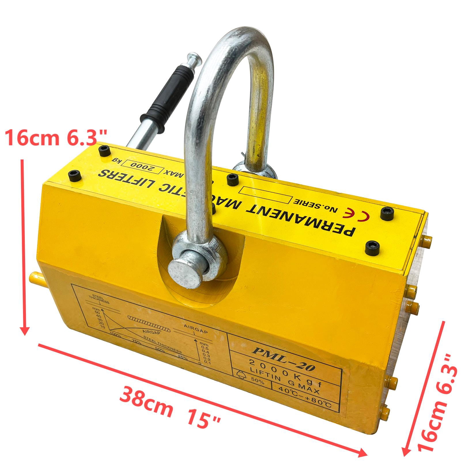 4400lbs Permanent Magnetic Lifter Metal Lifting Magnet Shop Hoist Crane with Handle Neodymium Magnetic