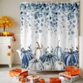 thumbnail image 4 of Fall Thanksgiving Shower Curtain, Blue Eucalyptus Leaves Shower Curtains Set with Hooks, Autumn White Pumpkin Waterproof Fabric Bathroom Curtains Decor Home Accessories,72 X 84 Inch Extra Long, 4 of 7