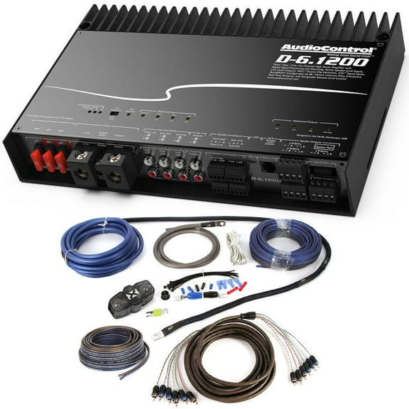 AudioControl D-6.1200 Amplifier   Free High Quality NVX Amp Kit 1200W RMS 4 ohm Stable 6-Channel Class-D Amplifier w/ Digital Signal Processing