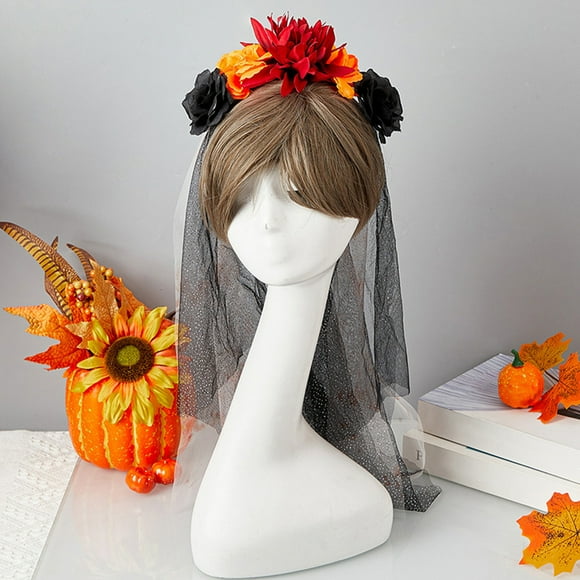 Dvkptbk Rose Headdress Flame Dance Mask Hair Accessories New Arrivals Halloween Rose Accessories Home Decoration