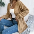 thumbnail image 7 of Tawop Womens Cardigans Autumn Casual Solid Colour Skeleton Long Sleeve Sweater Cardigan Tops Khaki L, 7 of 7