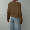 thumbnail image 4 of Women's Cardigan Button Down Long Sleeve Crewneck Crop Cardigan Sweater Cute Knitwear Clothes,Brown Women's Cardigan M, 4 of 7