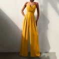 thumbnail image 2 of gvdentm Womens Jumpsuit Shorts Jumpsuits for Women Loose Casual Sleeveless Spaghetti Strap Stretchy Wide Leg Rompers Yellow,XXL, 2 of 5