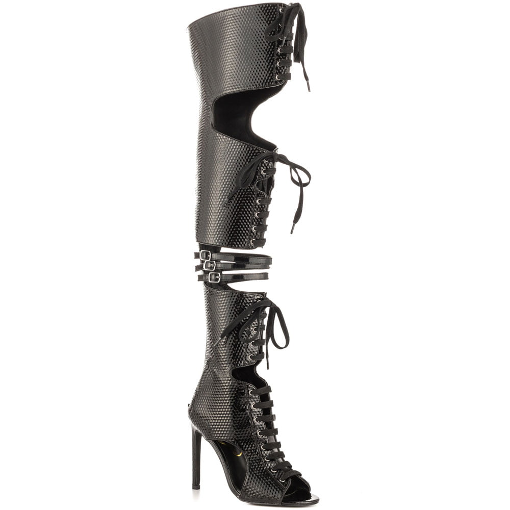 black gladiator boots