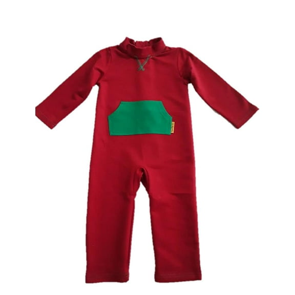Strip-Proof Toddler Romper with a Back Zipper in Red/Green