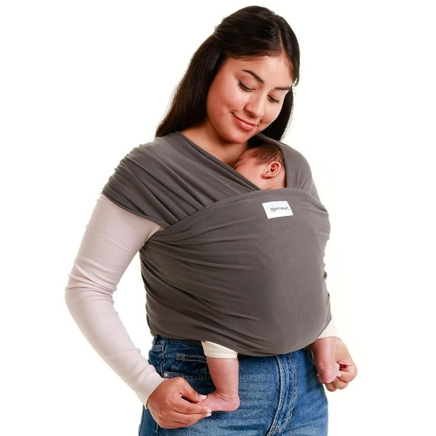 Sleepy Wrap Portabebés elástico y ergonómico para recién nacidos y niños pequeños, portabebés ligero y manos libres de 7 a 35 libras (gris oscuro)