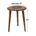 thumbnail image 4 of DecMode 17" x 22" Dark Brown Mango Wood Handmade Intricately Carved Floral Accent Table with Tripod Legs, 1-Piece, 4 of 14