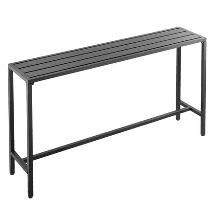 KFFKFF Outdoor Bar Table, 63 x 15 in Patio Table with Waterproof Surface & Durable Metal Frame, Rectangular Counter Height Dining Table for Balcony, Yard, Hot Tub, Poolside, or Indoor Use