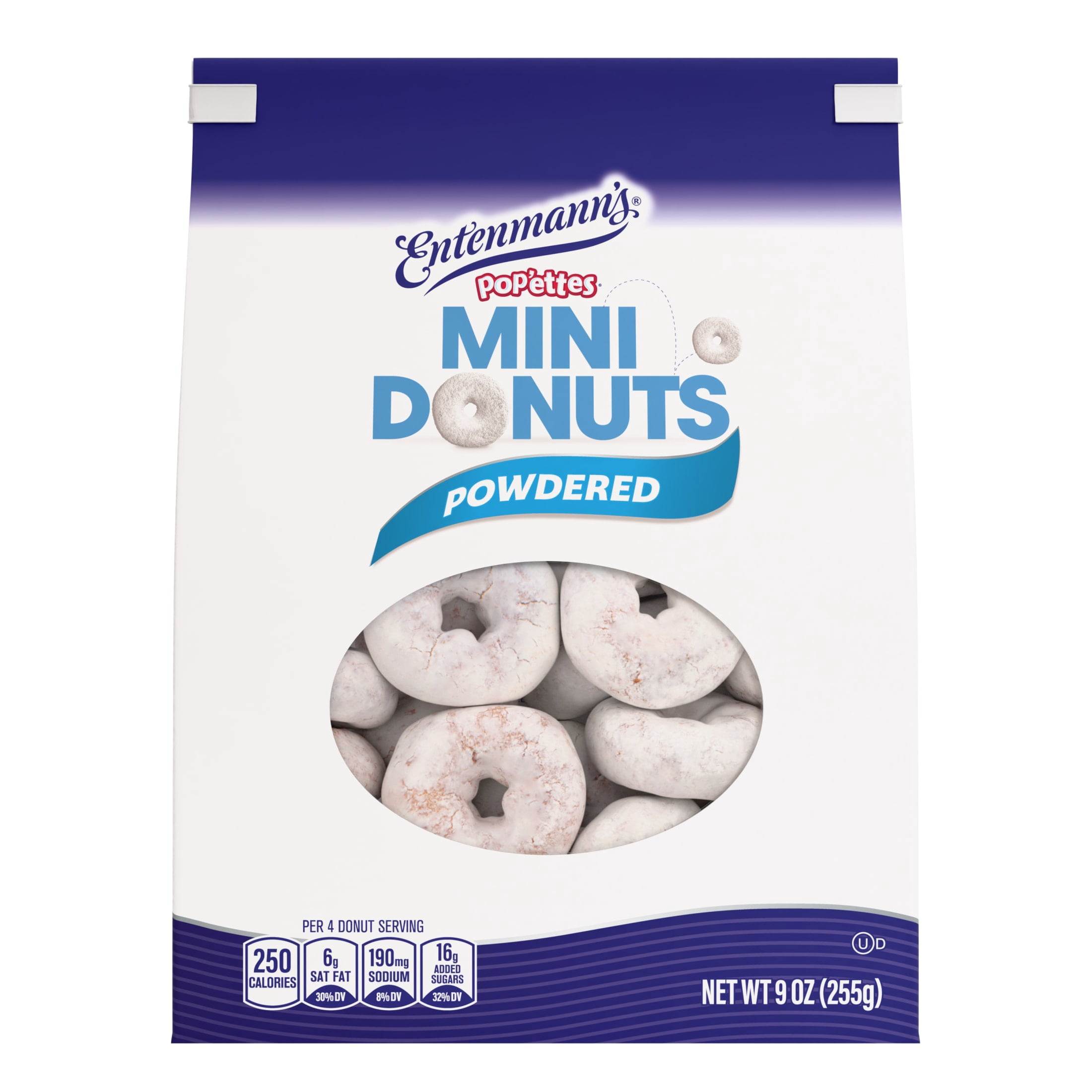 Entenmann's Pop'ettes Sugar Powdered Mini Donuts, 9 oz