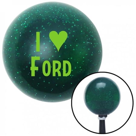 American Shifter Green I Love Ford Green Metal Flake Shift Knob with M16 x 1.5 Insert Shifter Auto