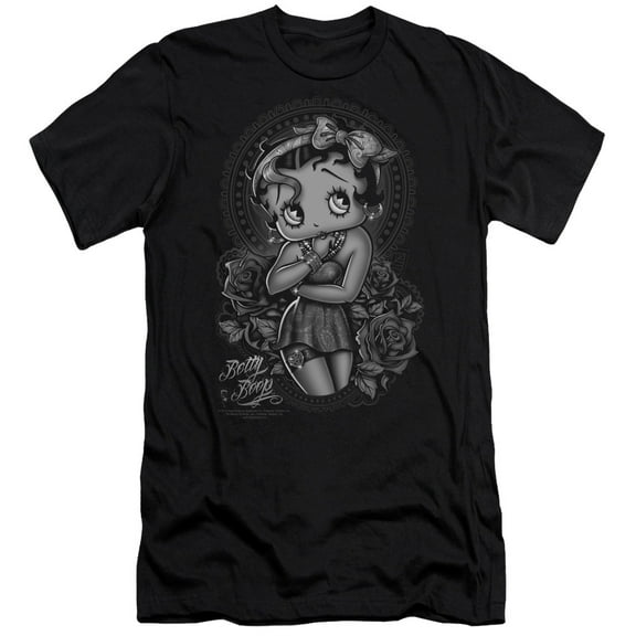Betty Boop Fashion Roses S/S Adult 30/1 T-Shirt Black