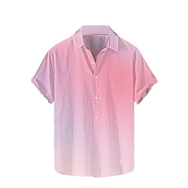 Plebaso Button down Shirts for Men Short Sleeve Summer Beach Shirts Fashion Gradient Color Mens Shirts