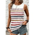 thumbnail image 5 of Women's Red Stripe Rainbow Sleeveless Round Neck Tank Top - Casual Summer Style | [ZhiHiMeRi] | (US 12-14)L, 5 of 12