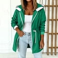 thumbnail image 2 of FRSASU Women's Jackets Waterproof Lightweight Zip Up Drawstring Hoodies Windbreaker Hiking Outdoor with Hooded Green, 2 of 7